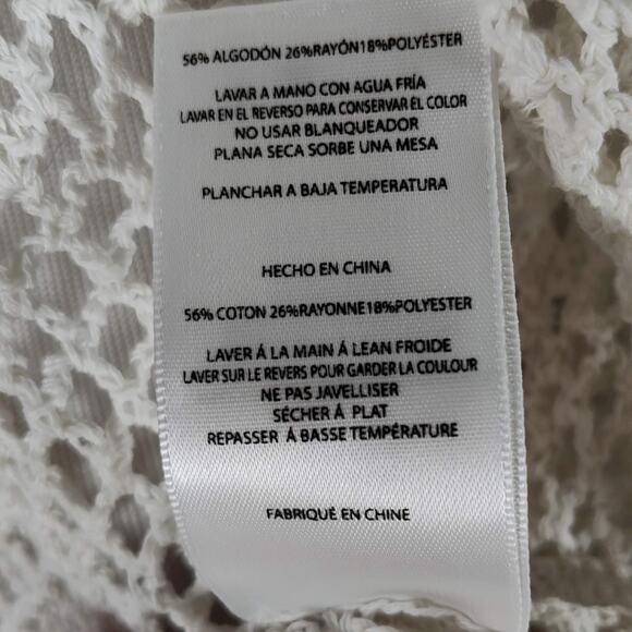 Kut from the Kloth White Loose Knit Sweater Size L Cotton Crochet Starfish Hem - Picture 11 of 11